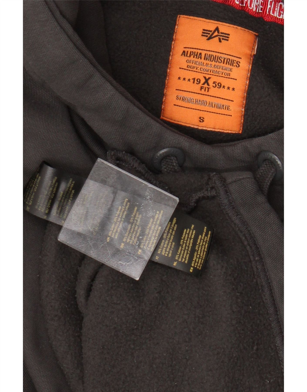 Alpha Industries Damen Crop Oversized Hoodie Pullover UK 10 Small Grau