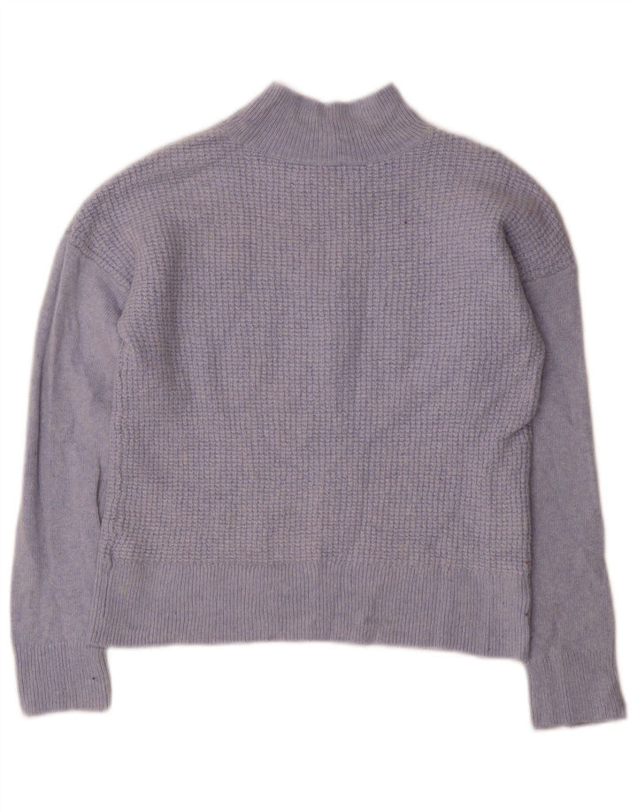 Hobbs Damen Crop Rollkragenpullover Pullover UK 12 Mittelblaue Viskose