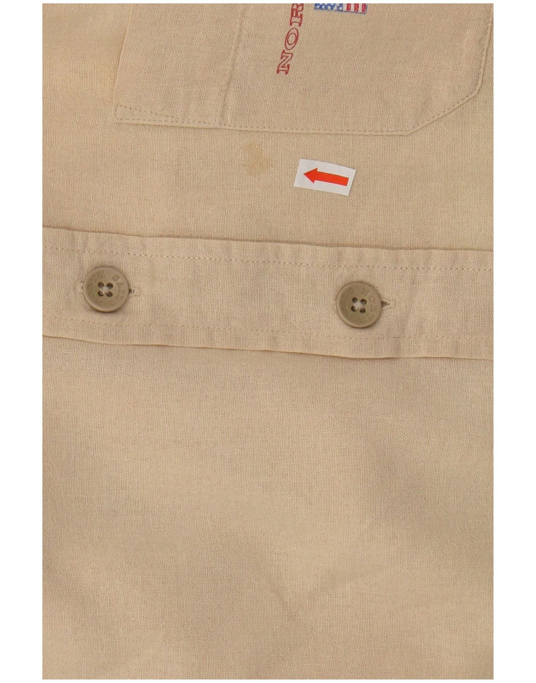NORTH SAILS Mens Short Sleeve Shirt Large Beige Cotton