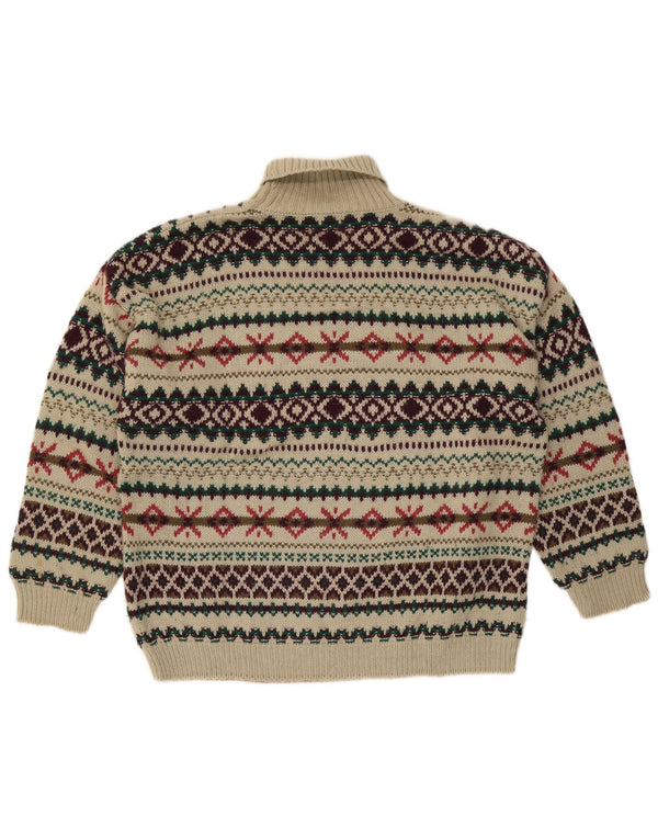 Vintage Herren Rollkragenpullover Pullover Medium Beige Fair Isle Wolle