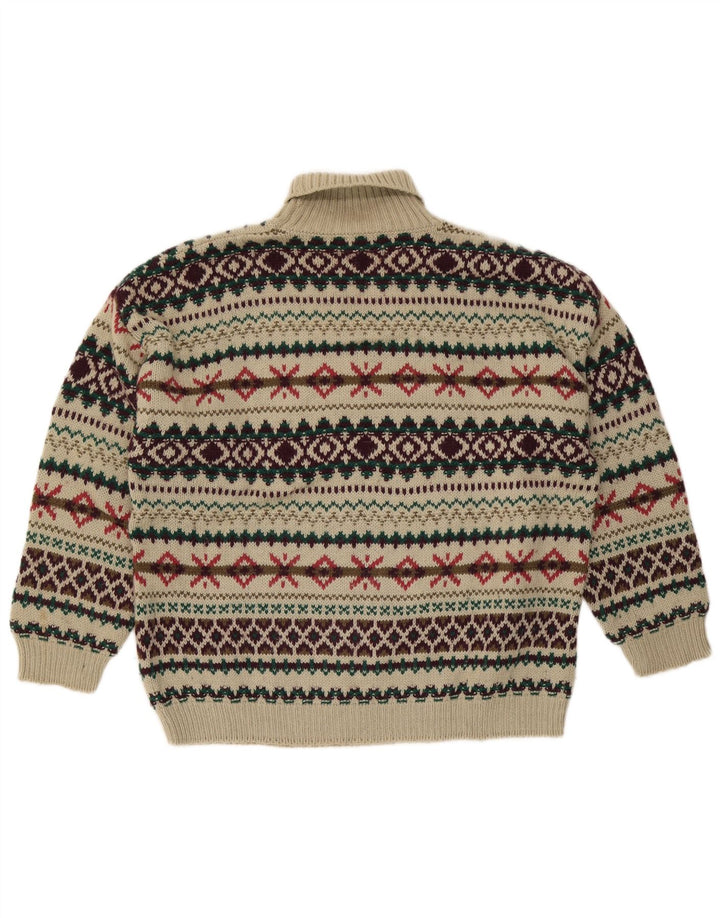 Vintage Herren Rollkragenpullover Pullover Medium Beige Fair Isle Wolle