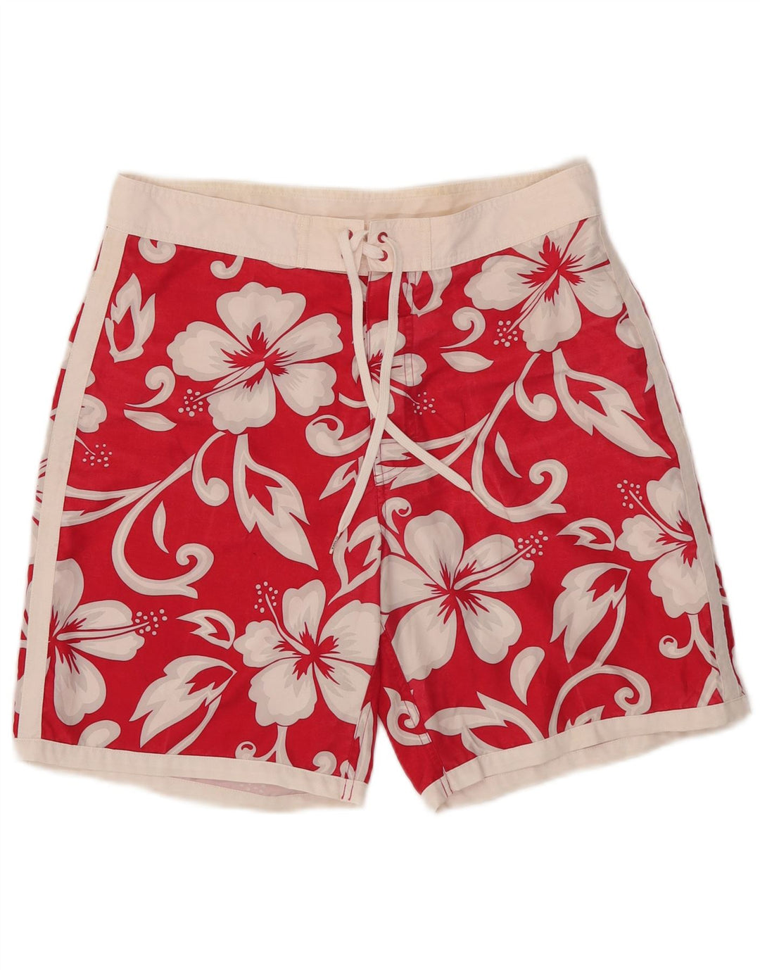 Sundek Herren-Badeshorts, groß, rotes Blumenmuster, Polyester