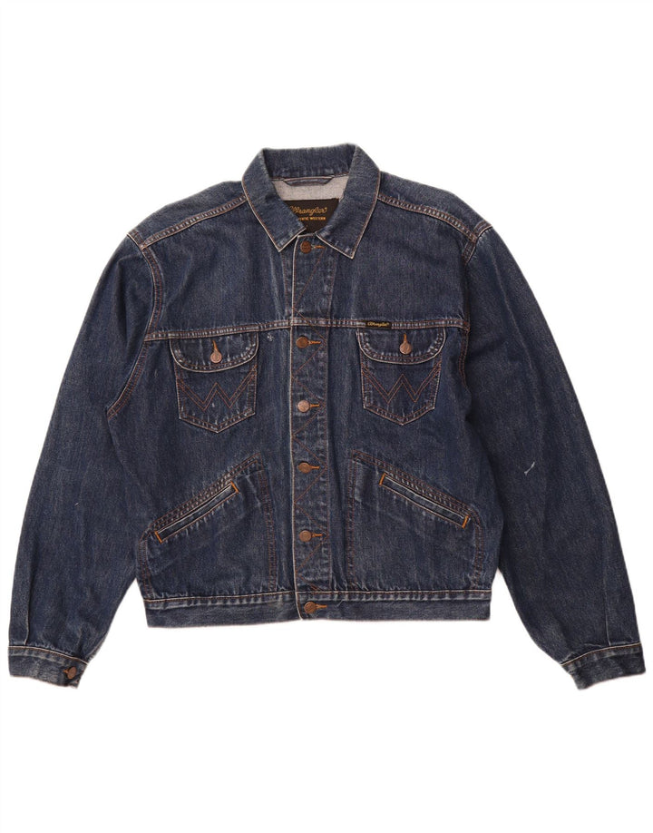 WRANGLER Herren Jeansjacke UK 40 Große marineblaue Baumwolle