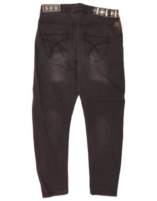Desigual Damen Distressed Crop Slim Jeans W30 L25 Schwarze Baumwolle