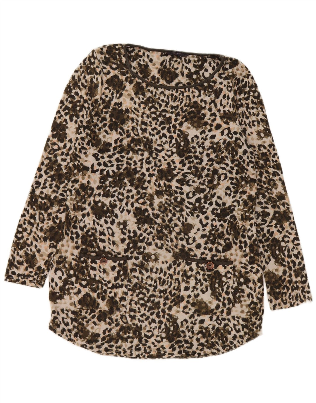 Marks & Spencer Damen Tunika-Oberteil UK 12 Medium Khaki Animal Print