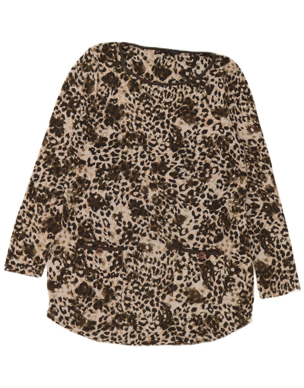 Marks & Spencer Damen Tunika-Oberteil UK 12 Medium Khaki Animal Print