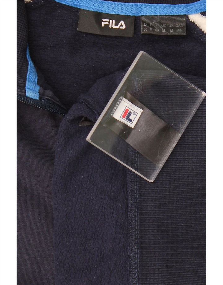 FILA Herren-Sweatshirt mit Reißverschluss am Hals, mittlerer Marineblau-Farbblock