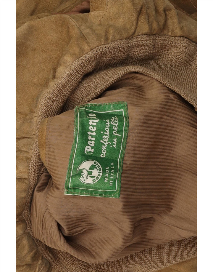 VINTAGE Herren Wildleder Bomberjacke UK 38 Medium Beige Leder