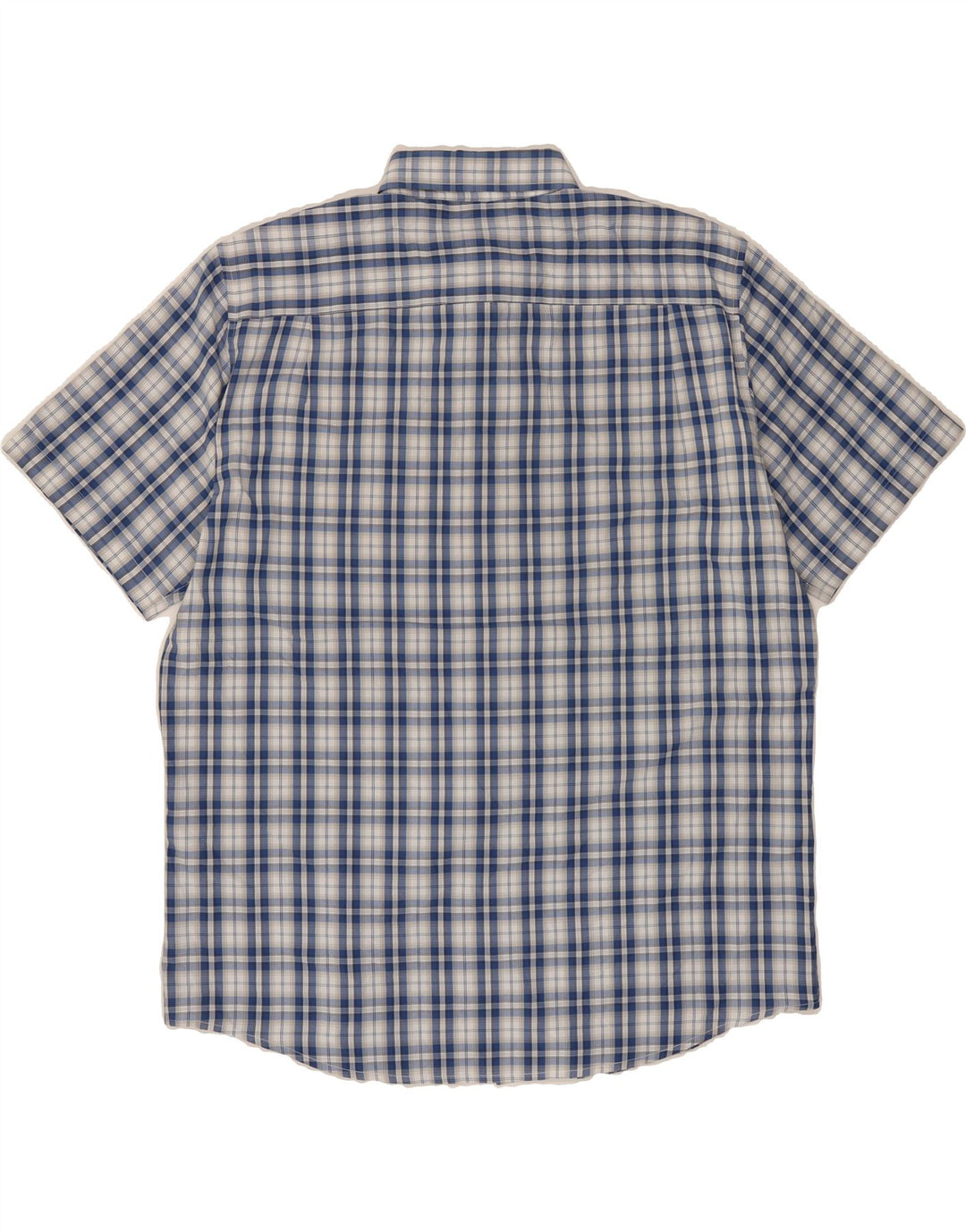 CHAPS Mens Short Sleeve Shirt XL Blue Check Polyester Vintage Chaps and Second-Hand Chaps from Messina Hembry 