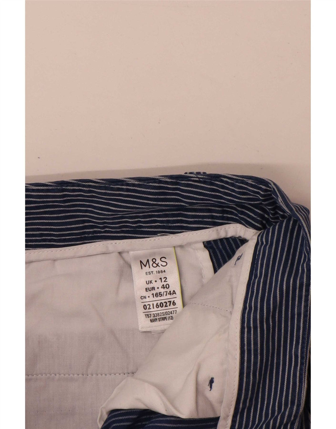 Marks & Spencer Damen Chinoshorts UK 12 Medium W32 Blau gestreift aus Baumwolle