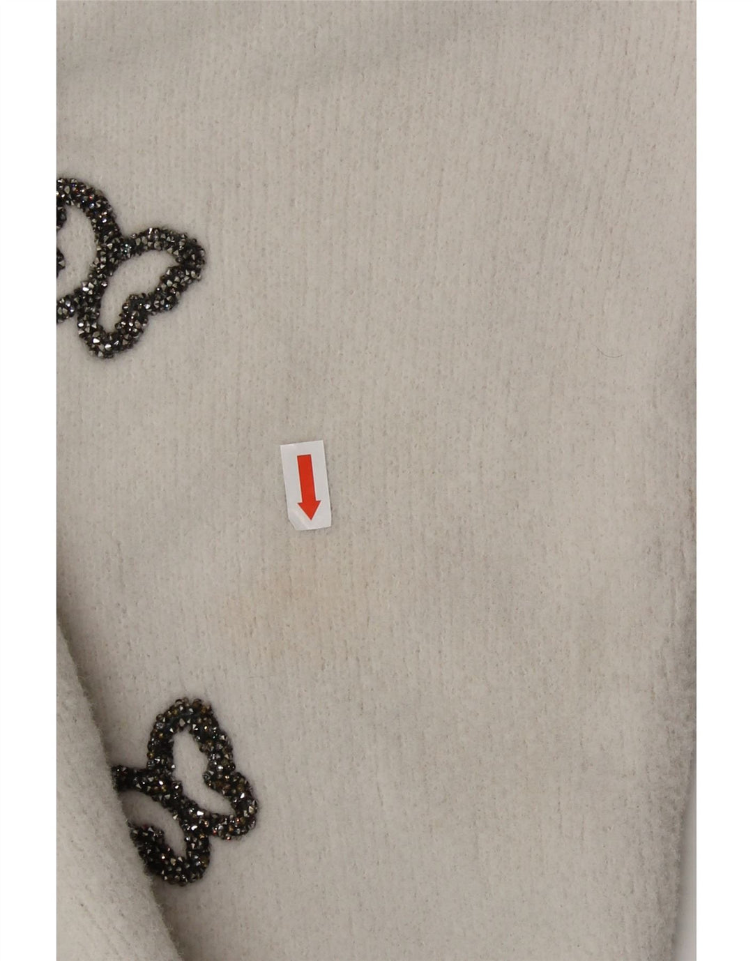 Zara Damen-Pullover mit grafischem Rundhalsausschnitt, Gr. 14, Mittelweiß, Schmetterling