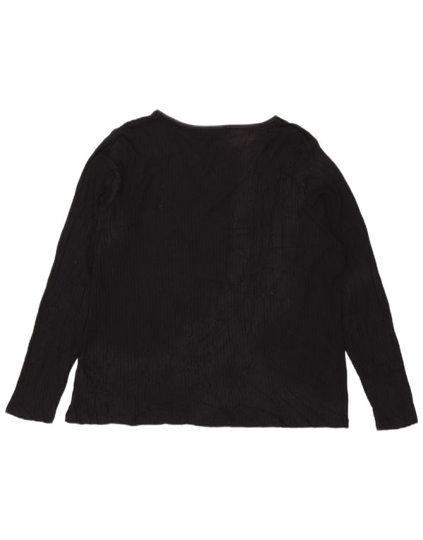 Marks & Spencer Damen Top Langarm UK 24 4XL Schwarze Viskose