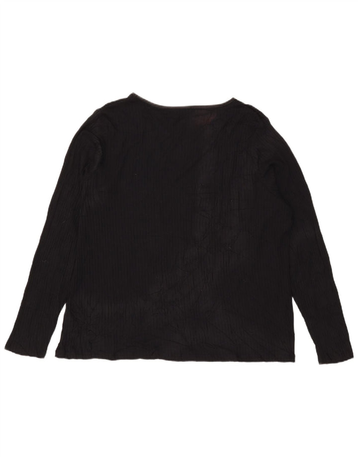 Marks & Spencer Damen Top Langarm UK 24 4XL Schwarze Viskose