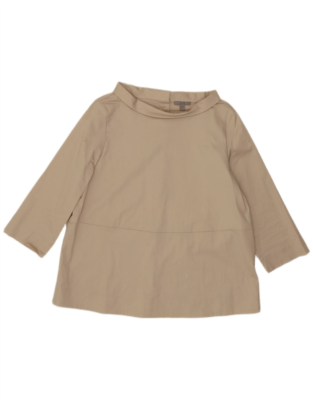 Cos Damen-Blusenoberteil mit 3/4-Ärmeln, EU 40, mittelbeige Baumwolle