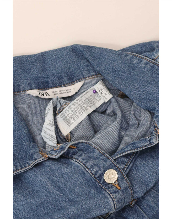 Zara Womens Denim Playsuit UK 4 XS Blaue Baumwolle