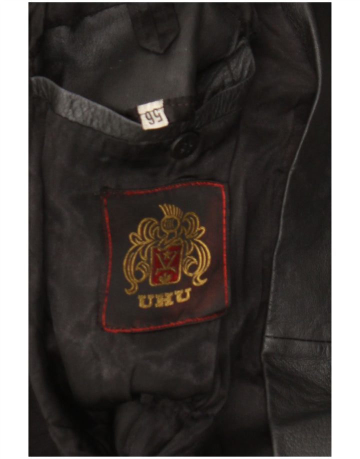 Vintage Damen Ledermantel UK 14 Large Schwarz