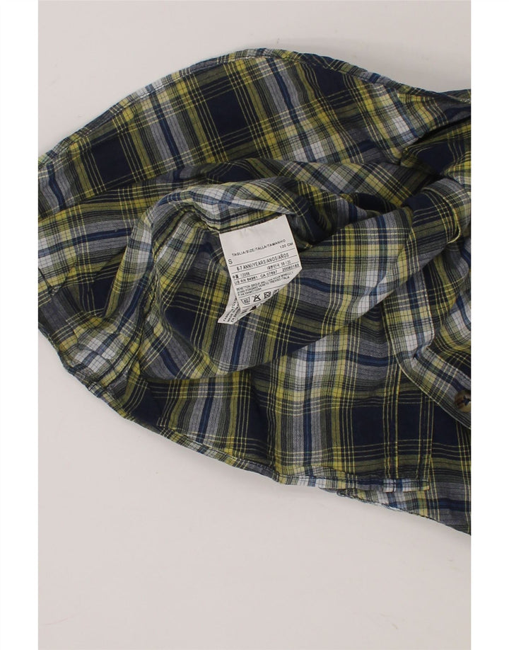 BENETTON Boys Shirt 6-7 Years Small Navy Blue Check Cotton Vintage Benetton and Second-Hand Benetton from Messina Hembry 