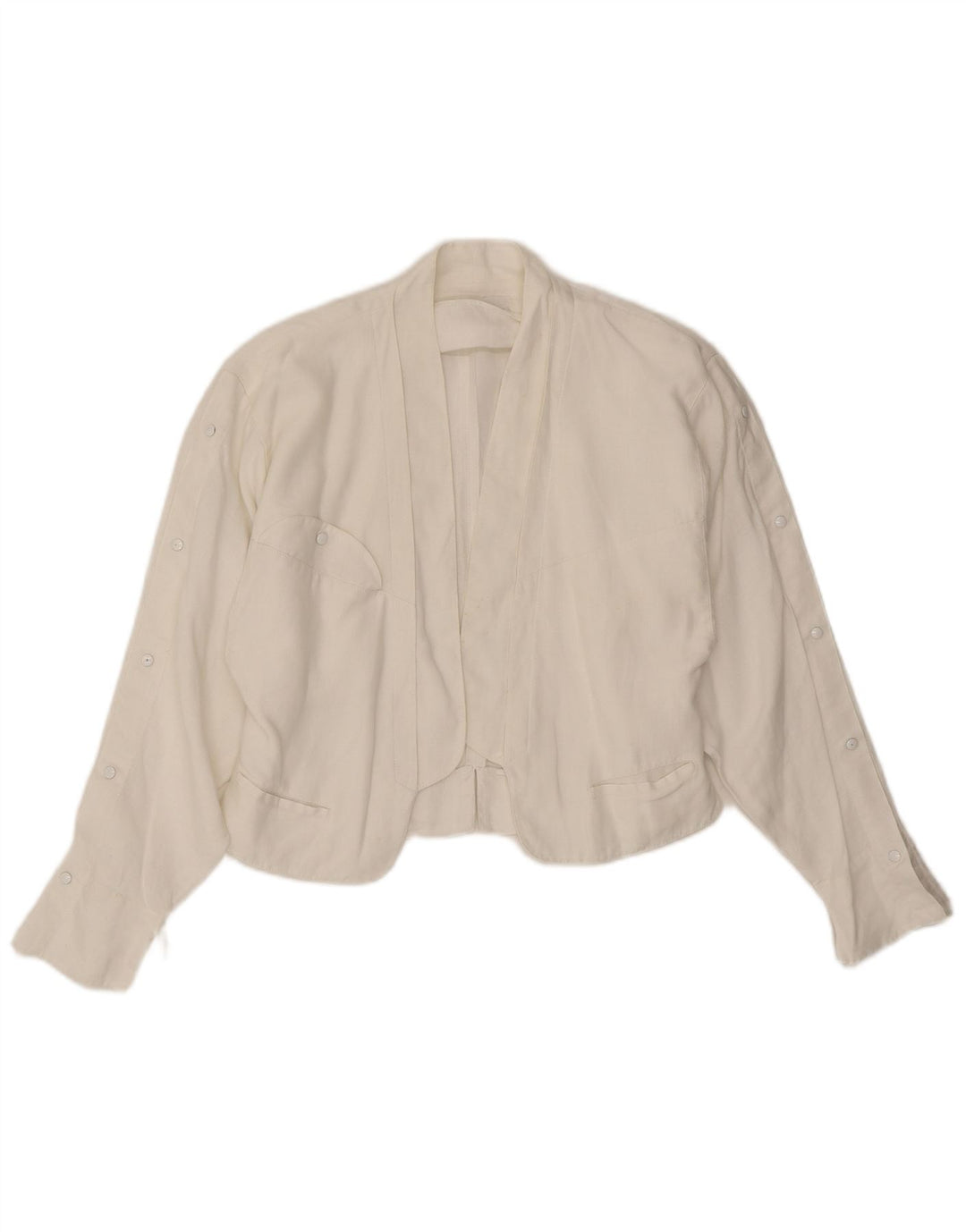 Claude Montana Damen Crop Blazer Jacke UK 12 Mittelweißes Leinen