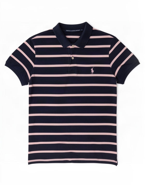 Ralph Lauren Damen-Poloshirt, UK 16, groß, marineblau, gestreift, Baumwolle