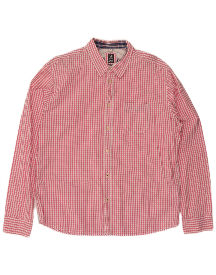 White Stuff Herren-Hemd mit klassischer Passform, XL, rosa kariert, Baumwolle
