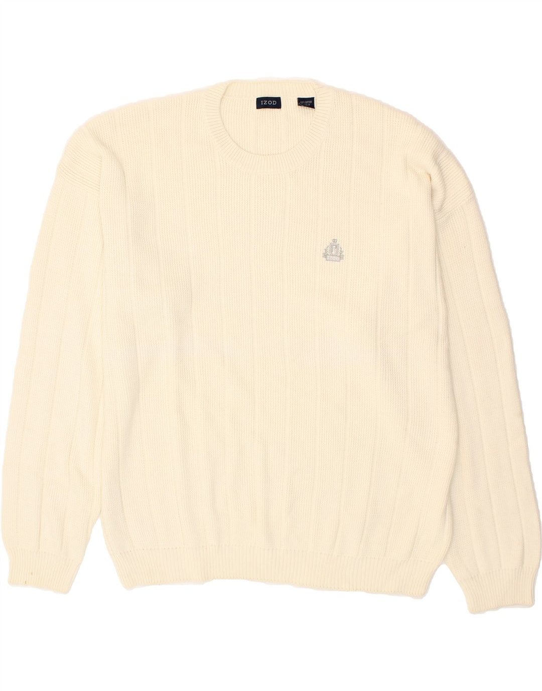 IZOD Mens Crew Neck Jumper Sweater 2XL White Cotton Vintage Izod and Second-Hand Izod from Messina Hembry 