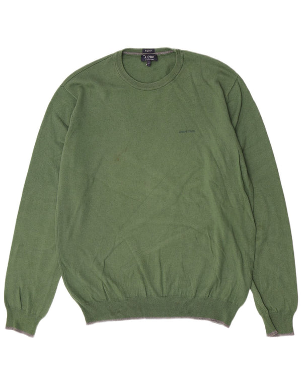 Armani Jeans Herren Regular Fit Rundhalspullover Pullover XL Grüne Baumwolle