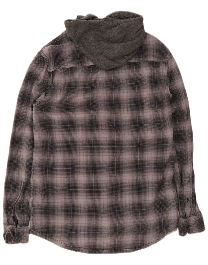 Quiksilver Herren-Flanellhemd mit Kapuze, klein, grau kariert, Baumwolle