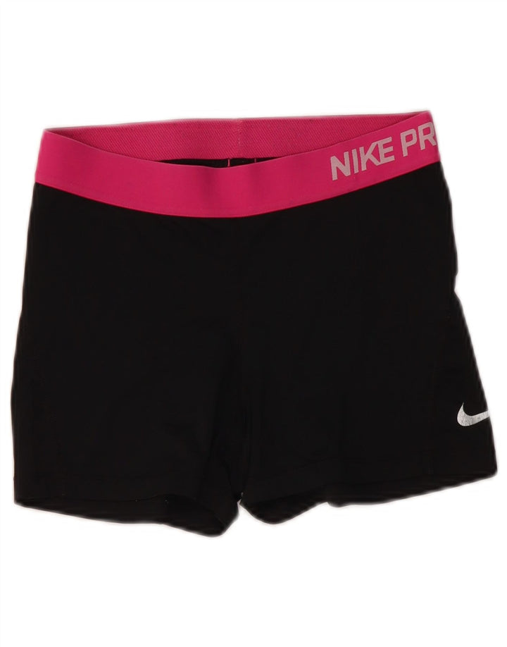 NIKE Damen Dri Fit Graphic Sport Shorts UK 12 Mittelschwarz Farbblock