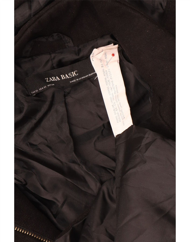 Zara Damen Bomberjacke mit Kapuze UK 6 XS Schwarz Polyester