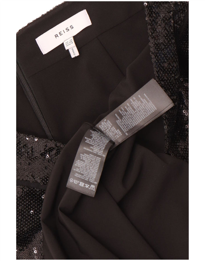 Reiss Damen Pailletten-Bleistiftrock UK 12 Medium W30 Schwarz Polyester
