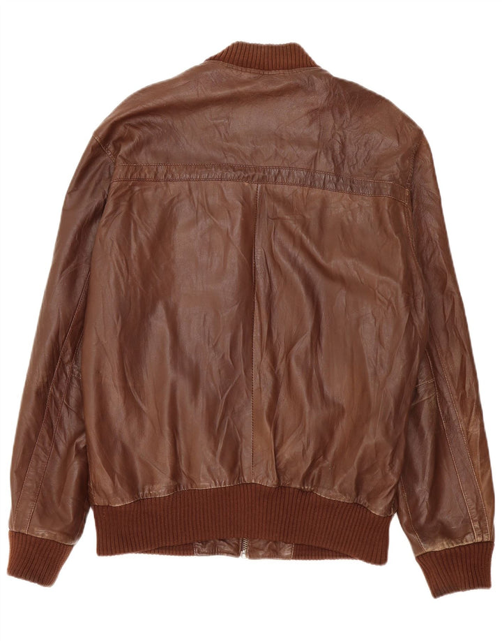 PEPE Jeans Herren Lederjacke UK 40 Großes braunes Leder