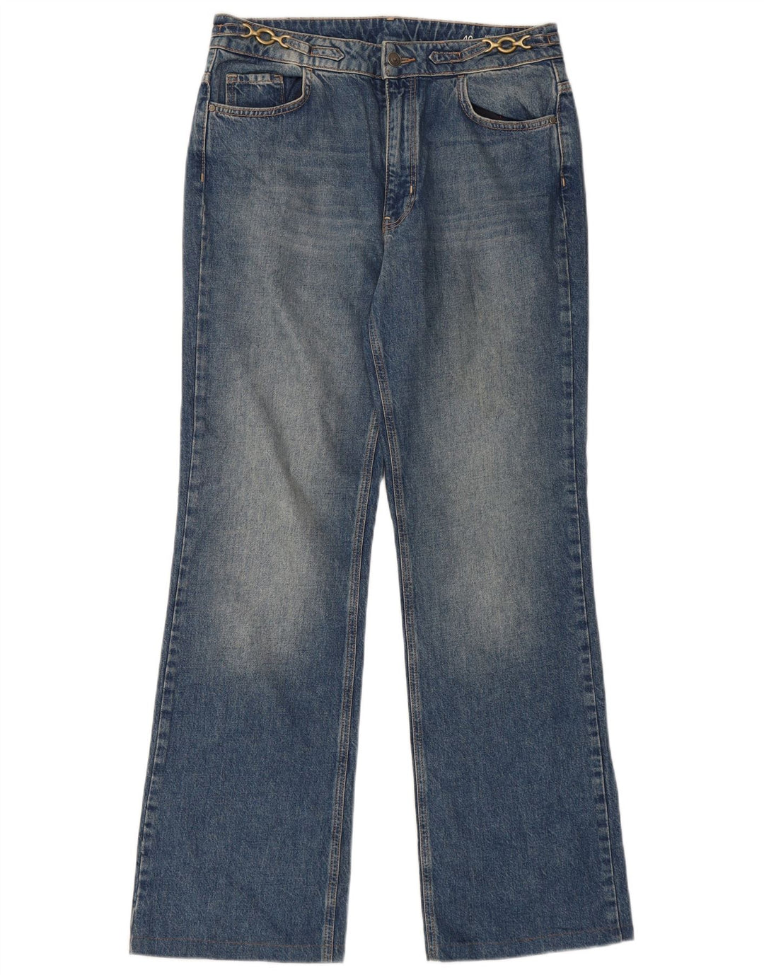Massimo Dutti Damen Bootcut-Jeans mit hohem Bund, EU 40, Mittel W30 L31, Blau