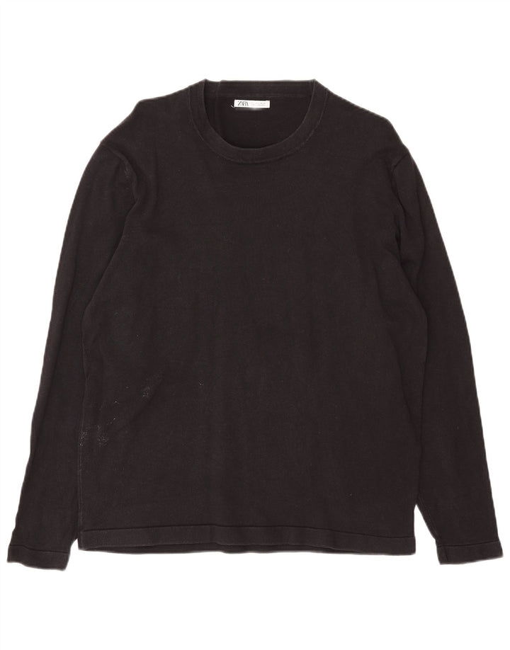 Zara Damen Top Langarm UK 16 Large Schwarz
