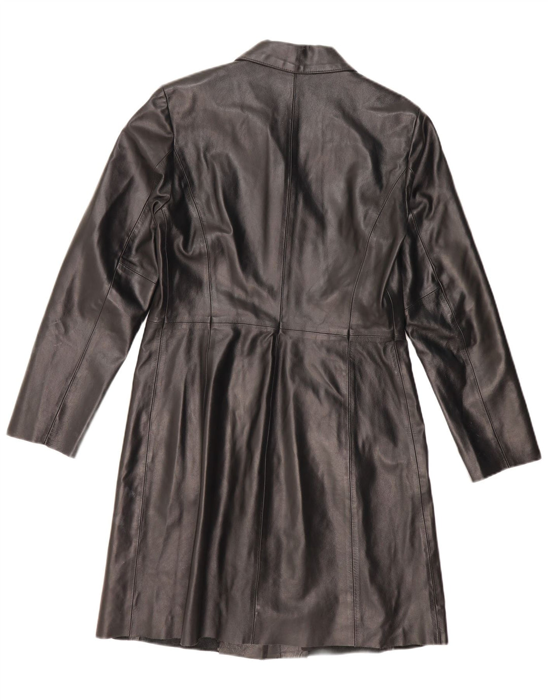 BENETTON Damen Ledermantel IT 46 Großes schwarzes Leder