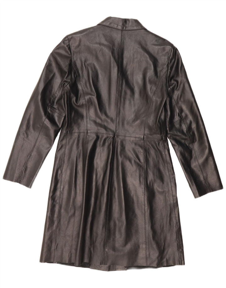 BENETTON Damen Ledermantel IT 46 Großes schwarzes Leder