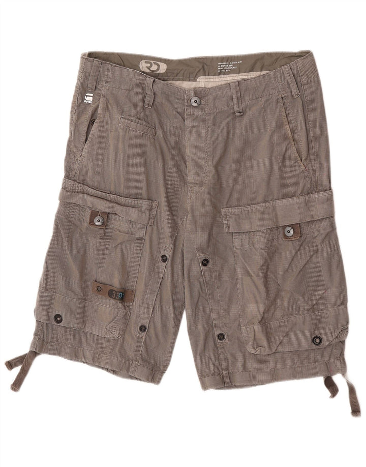G-Star Herren Cargoshorts W34 Große grau karierte Baumwolle