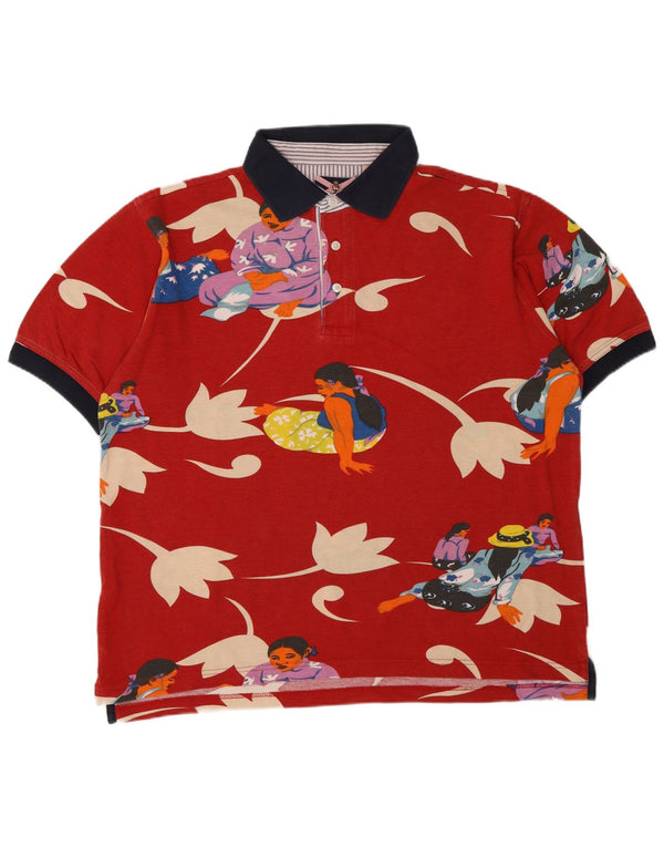 Johnny Lambs Herren-Poloshirt mit Grafik, groß, rot, geblümt, Baumwolle