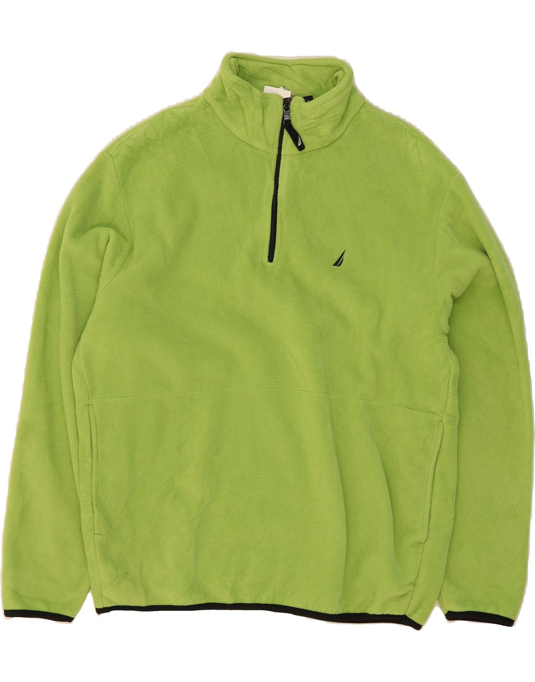 NAUTICA Mens Zip Neck Fleece Jumper Medium Green Polyester Vintage Nautica and Second-Hand Nautica from Messina Hembry 