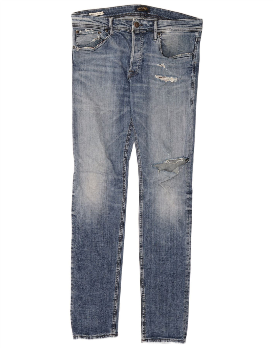 Jack & Jones Herren GLENN Distressed Slim Jeans W33 L34 Blaue Baumwolle