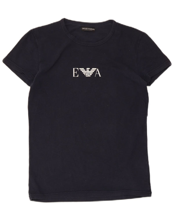 Emporio Armani Herren Grafik T-Shirt Top Small Marineblau