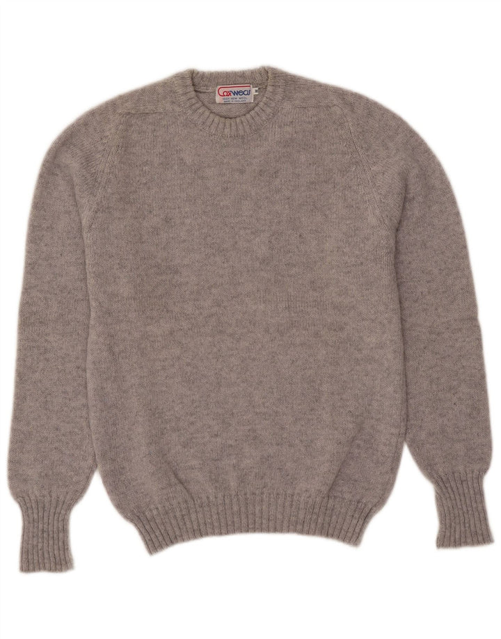Vintage Herren-Pullover mit Rundhalsausschnitt, mittelgraue Wolle