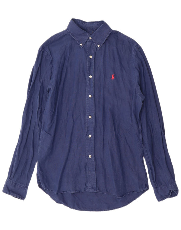 Ralph Lauren Mens Slim Fit Shirt Medium Navy Blue Linen