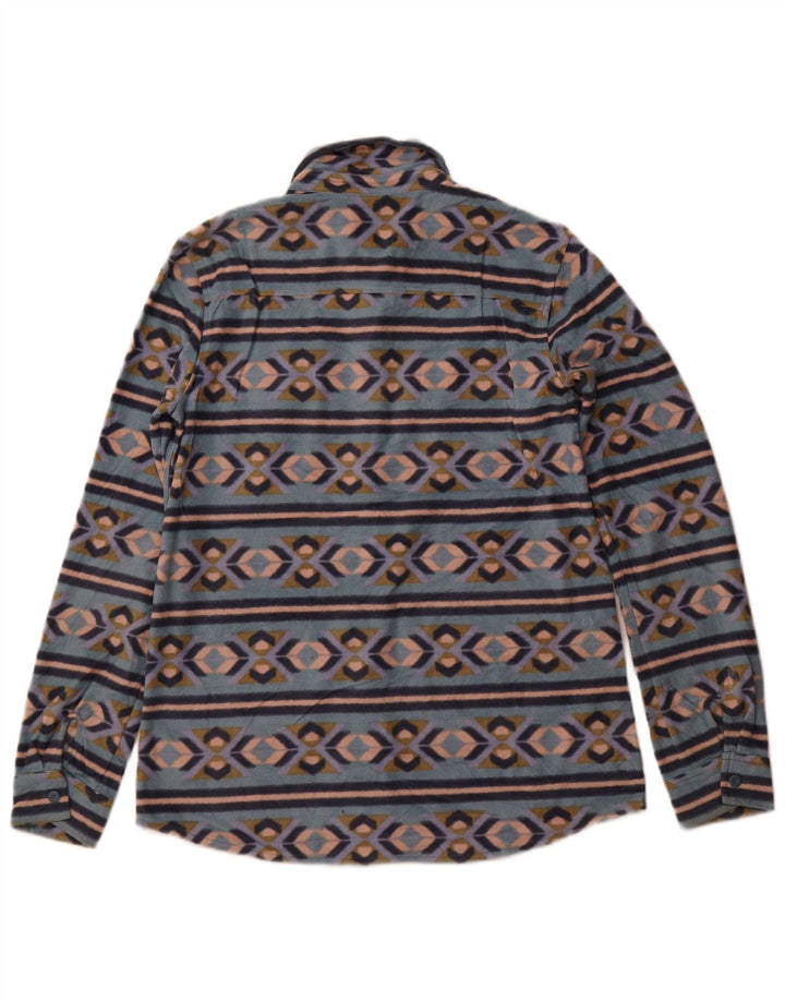 EDDIE BAUER Damen Fleeceshirt UK 12 Mittelblau Fair Isle Polyester