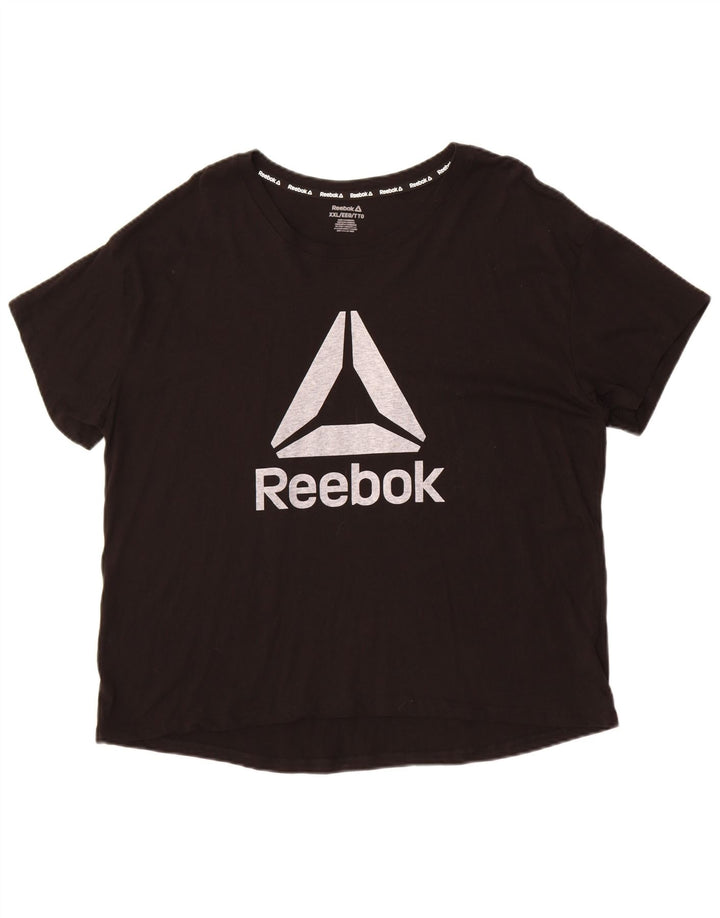 Reebok Herren Grafik T-Shirt Top 2XL Schwarz Baumwolle