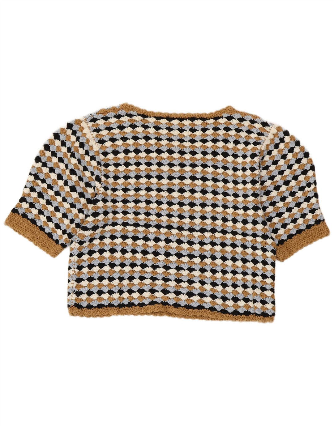 ZARA Damen Crop-Pullover mit U-Boot-Ausschnitt, Gr. 44, Größe L, mehrfarbig