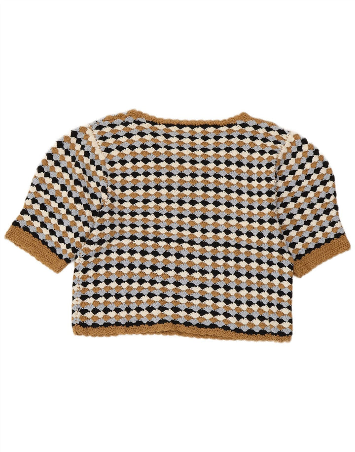 ZARA Damen Crop-Pullover mit U-Boot-Ausschnitt, Gr. 44, Größe L, mehrfarbig