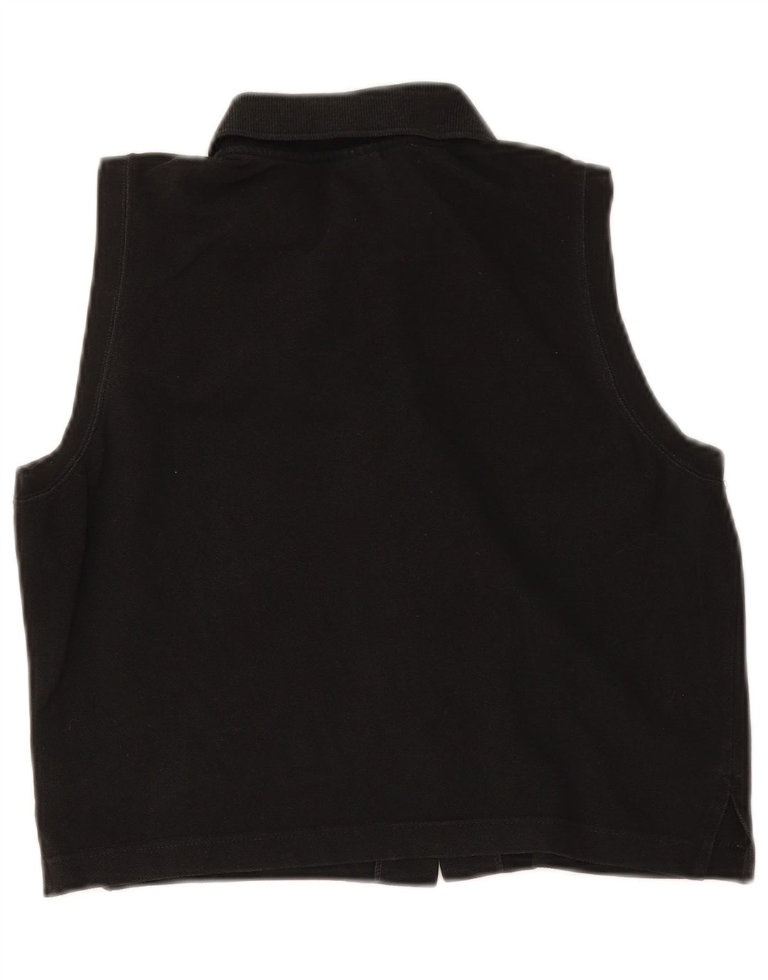 Lacoste Damen Crop ärmellose Hemdbluse Größe 44 Large Schwarz