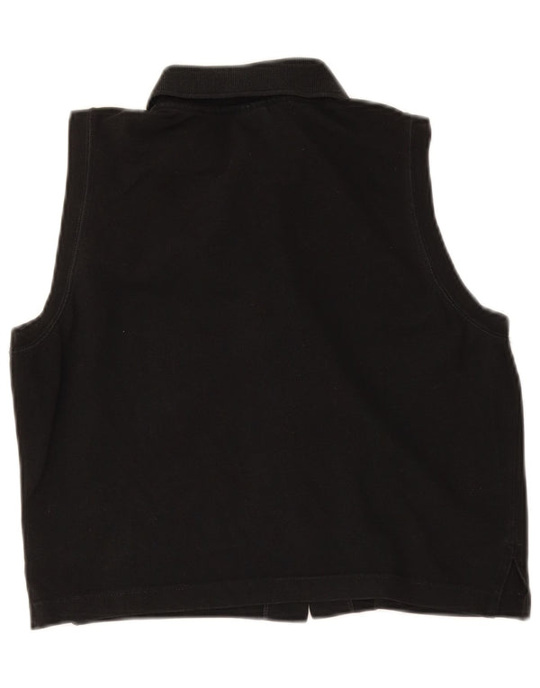 Lacoste Damen Crop ärmellose Hemdbluse Größe 44 Large Schwarz