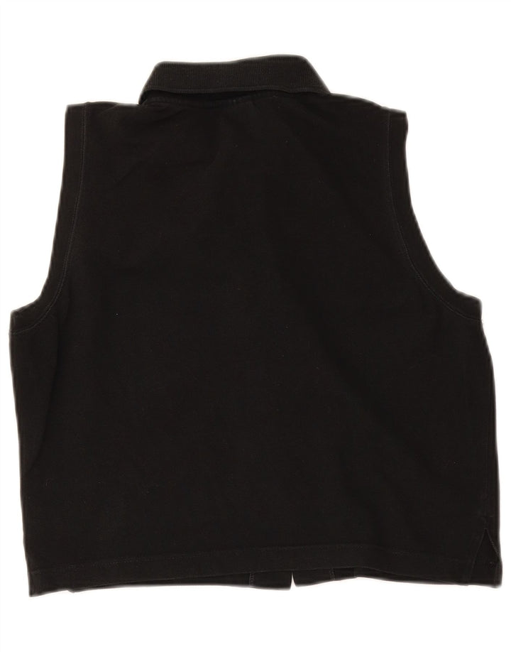 Lacoste Damen Crop ärmellose Hemdbluse Größe 44 Large Schwarz