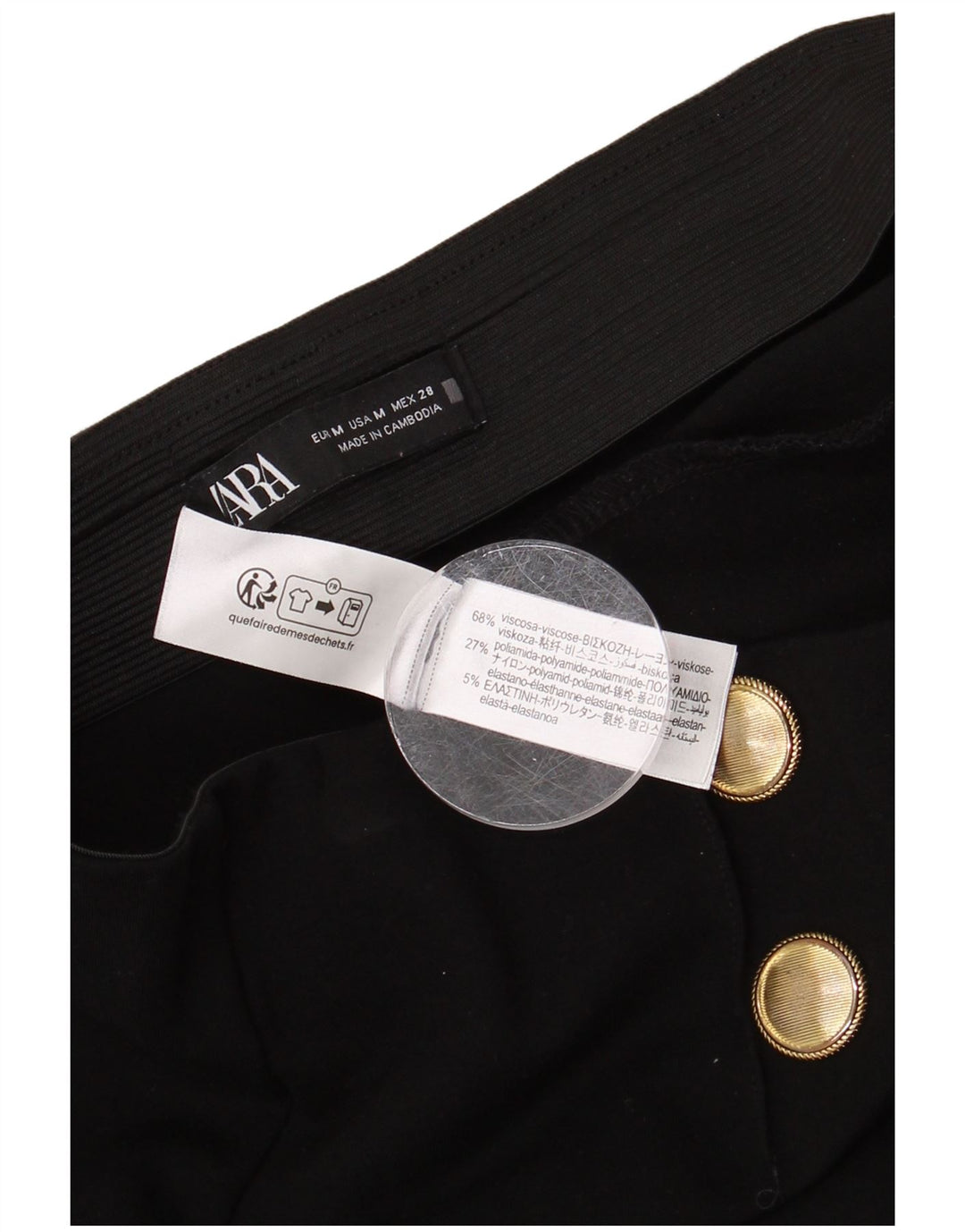 Zara Damen-Hose mit hoher Taille, mittelgroß, W28, L25, schwarze Viskose